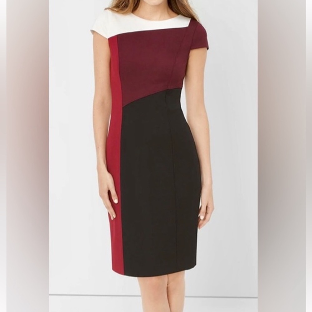 White House Black Market Women's Cap Sleeve Colorblock Sheath knee Dress
Size 10